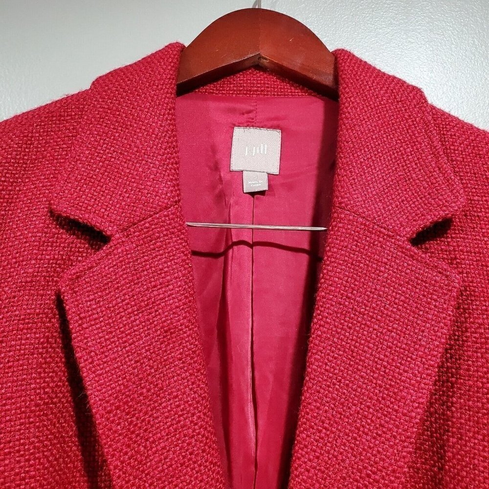 J Jill Womens Blazer Size Small Career Red 2-Button Jacket Pockets Wool Blend - Picture 11 of 14